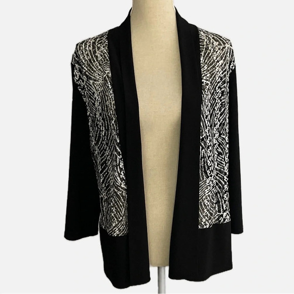 Vintage Soirée Collection Open Cardigan Jacket Embroidered Lace Size XL Wedding - Picture 1 of 7